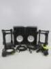 Pair of Yamaha HS50M Powered Studio Monitor Speakers. Comes with 2 x Stands, 2 x Power Supplies & 2 Audio Cables. - 2