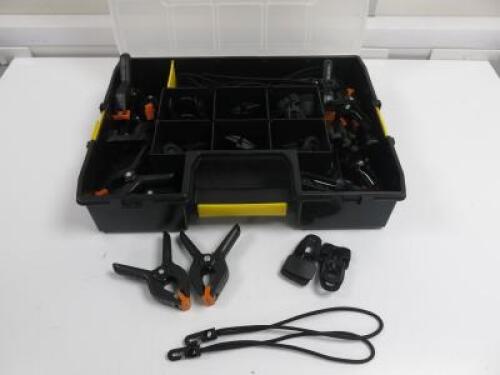 15 x Spring Clamps with Stanley Plastic Box.