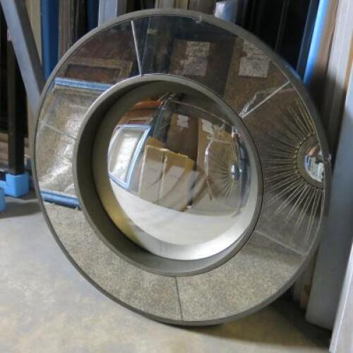 14 x Boxed - 36" Dia Mirror with Convex Centre & Antique Effect Mirrored Frame (M0596A)