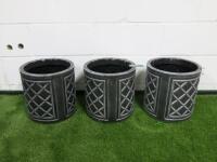 3 x Stewart Lead Effect Planter. Size H33 x Dia32cm.