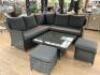 Glendale Cannes 5 Piece Corner Set in Grey Rattan with Cushions. Height Adjustable Table/Coffee Table 90 x 90cm. RRP £1999.00.