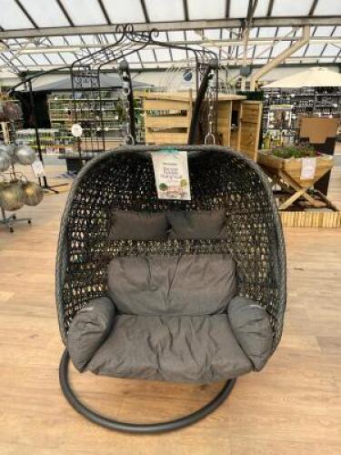 Glendale Bayeux Double Swing Seat in Grey Rattan with Cushions. RRP £899.99.