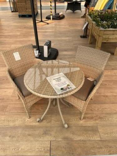 Glendale Colmar Tea for Two Bistro Set in Mocha Rattan. RRP £499.99.