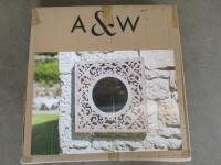 Aston & Wold Square Garden Mirror in Stone Effect (Boxed). Size H60 x W60cm.