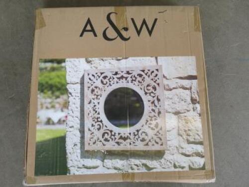 Aston & Wold Square Garden Mirror in Stone Effect (Boxed). Size H60 x W60cm.