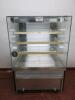 CED Fabrications Ltd, Kubus KPA9AS, Assisted Service Ambient Patisserie Glass Display Cabinet. With 3 x Adjustable Glass Shelves, Low Energy Lighting with Push Button Controls, On Castors with Levelling Feet. Size (H) 141cm x (W) 90cm x (D) 75cm.