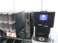 Mars Drinks Coffee Vending Machine, Model Flavia Creation 500. Comes with Brita Purity C50 QUELL ST Filter, Coin Attachment, Cup Dispenser, 12 Draw Condiment Stand & Waste Stand/Counter.