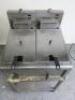 Electric Twin Tank Twin Basket Deep Fat Fryer on Stainless Steel Stand. Size H108 x W60 x D65cm. - 2