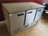 Polar 3 Door Refrigerated Prep Counter with Marble Top. Size H88 x W137 x D70cm. - 2