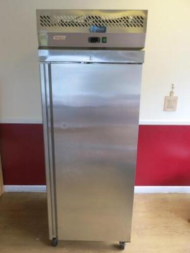 Unifrost Stainless Steel Upright Single Door Fridge, Model R700S. Size H200 x W70 x D85cm.