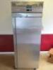 Unifrost Stainless Steel Upright Single Door Fridge, Model R700S. Size H200 x W70 x D85cm. NOTE: dent to rear & door requires pin (As Viewed/Pictured).