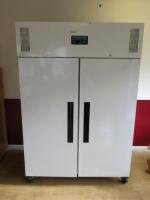 Polar Double Door Upright White Freezer, Model CD616, Size H200 x W133 x D81cm.