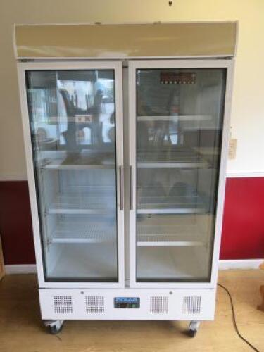 Polar Double Glass Door Upright Fridge, Model CD984, Size H205 x W120 x D70cm.