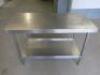 Stainless Steel Prep Table with Shelf Under, Size H80 x W120 x D65cm.