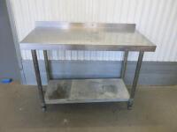 Stainless Steel Prep Table with Shelf Under, Size H93 x W120 x D60cm.