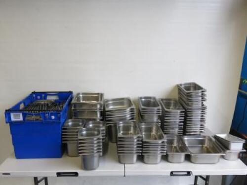 Approx 205 x Stainless Steel GN Containers &Lids to Include: 162 x Containers & 43 x Lids (Crate not Included).