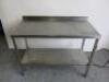 Stainless Steel Prep Table with Shelf Under, Size H85 x W117 x D60cm.