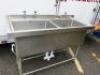 Vogue Stainless Steel Double Bowl Sink with Aquajet Pre Rinse, Size H100 x W141 x D60cm. - 2