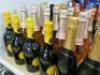 138 x Bottles of Assorted Wines, Spirits, Liquers & Juices to Include: 2 x Champagne, 7 x Proscecco, 17 x Rose Proscecco, 6 x Red Wine, 29 x Spirits, 16 x Liquers, 32 x Juices, 10 x Lemon/Lime Juice & 19 x Tonic Water.NOTE: ALCOHOL LICENSE HOLDER REQUIRED - 3