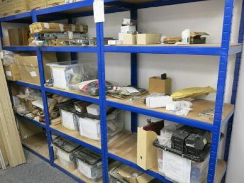 Shelf with Assortment of Fixings, Hinges Etc (As Pictured/Viewed).