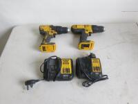 2 x DeWalt Cordless Hand Tools to Include: 1 x DeWalt DCD776 1 x DeWalt DCD778 & 2 x Battery Chargers. NOTE: no batteries.