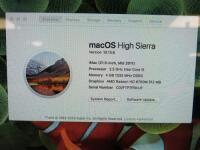 Apple 21" iMac, mac OS High Sierra 10.13.6, Intel Core i5 2.5GHz, 4 GB RAM, 480GB SSD.