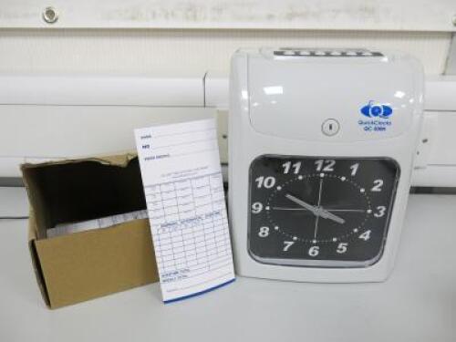 Quick Clocks QC-500N Electronic Time Recorder, Clock in Machine with Box of Clock-In Cards.