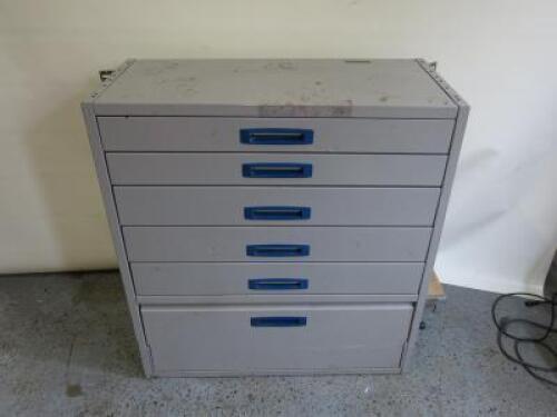 VANKIT 5 Drawer Metal Van Rack, Size H105 x W102 x D46cm & 2 x Assorted Sized Top Trays.