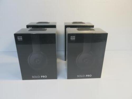 4 x Beats Solo Pro, Noise Canceling On-Ear Wireless Bluetooth Headphones with Carry Case & Lighting Cable, Model Black ZML (Boxed/Sealed).