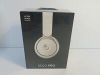 Beats Solo Pro Noise Canceling On-Ear Wireless Bluetooth Headphones with Carry Case & Lighting Cable, Model Ivory ZML (Boxed/Sealed).