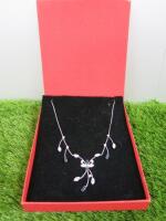 Silver Necklace with Clear & Blue Stones in Presentation Box Marked Isle of Bute Collection