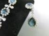 Ciner Ladies Dress Necklace and Earing Set, with Clear Stones and Larger Blue Stones in Pouch. - 3