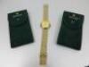 Rolex Geneve Sapphire Crystal Quartz Watch, Stainless Steel, Plated Gold and Two Rolex Suede Leather Pouches.