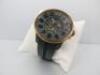 Tendence Skeleton Gulliver Water Resistant 10ATM Registered Design Wrist Watch, Rose Gold Coloured & Black Face (50mm) with Large Numerals, Rubber Tendence Strap.