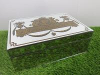 Mottled Mirrored Dressing Table Jewellery Box. H9.5 x W26 x D18cm .