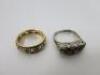 2 x Vintage Ladies Rings to Include: 1 x Silver Ring with 5 Red Stones & 1 x 9ct Gold Ring with Red & Clear Stones.