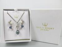 Isle of Wight Silver 925 Pearl Necklace & Ear Ring Set. Comes with Original Box.