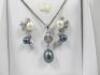 Isle of Wight Silver 925 Pearl Necklace & Ear Ring Set. Comes with Original Box. - 2