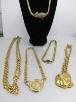 5 x Lots of Gold Coloured Costume Jewellery Necklaces to Include Brands: Ciner, Ben Amun, Anne Klien & 2 Other Unbranded.