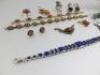 Assortment of Vintage, 925 & Costume Jewellery with Mostly Amber Coloured Stones to Include: Silver 925 Bracelet with Blue Stone Design, 2 x Pairs of 925 Silver Earrings, 2 x 925 Silver Bracelets, 3 x Pendants, 3 x Earrings & 1 x Ring (As Viewed/Inspected - 2