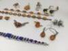 Assortment of Vintage, 925 & Costume Jewellery with Mostly Amber Coloured Stones to Include: Silver 925 Bracelet with Blue Stone Design, 2 x Pairs of 925 Silver Earrings, 2 x 925 Silver Bracelets, 3 x Pendants, 3 x Earrings & 1 x Ring (As Viewed/Inspected - 3