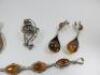 Assortment of Vintage, 925 & Costume Jewellery with Mostly Amber Coloured Stones to Include: Silver 925 Bracelet with Blue Stone Design, 2 x Pairs of 925 Silver Earrings, 2 x 925 Silver Bracelets, 3 x Pendants, 3 x Earrings & 1 x Ring (As Viewed/Inspected - 7