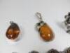 Assortment of Vintage, 925 & Costume Jewellery with Mostly Amber Coloured Stones to Include: Silver 925 Bracelet with Blue Stone Design, 2 x Pairs of 925 Silver Earrings, 2 x 925 Silver Bracelets, 3 x Pendants, 3 x Earrings & 1 x Ring (As Viewed/Inspected - 8