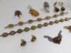 Assortment of Vintage, 925 & Costume Jewellery with Mostly Amber Coloured Stones to Include: Silver 925 Bracelet with Blue Stone Design, 2 x Pairs of 925 Silver Earrings, 2 x 925 Silver Bracelets, 3 x Pendants, 3 x Earrings & 1 x Ring (As Viewed/Inspected - 9