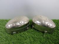 Pair of Silver Trinket Egg Shape Pots with Legs.