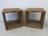 Pair of Raft Reclaimed Teak Wooden Cube Table. Size 40 x 40 x 40cm (2.5cm Thick)