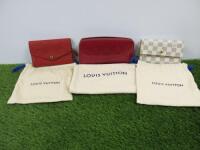 3 x Louis Vuitton Zip Up Purses to Include: 2 x Red & 1 x Monogram. Comes with 3 x Dust Covers.
