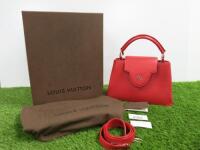 Louis Vuitton Capucines BB Taurillon Red Leather Bag. Comes with Box & Dust Cover. Appears in Good Condition.