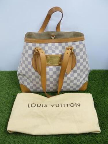 Louis Vuitton Hampstead MM Damier Leather Azur Shoulder Tote Bag. Comes with Dust Cover.