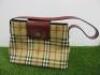 Burberry Nova Red Checked Small Canvas Handbag.